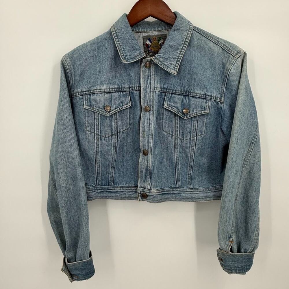 VINTAGE Denim Jacket By The Limited Snap Closure Cropped Chest Pockets M